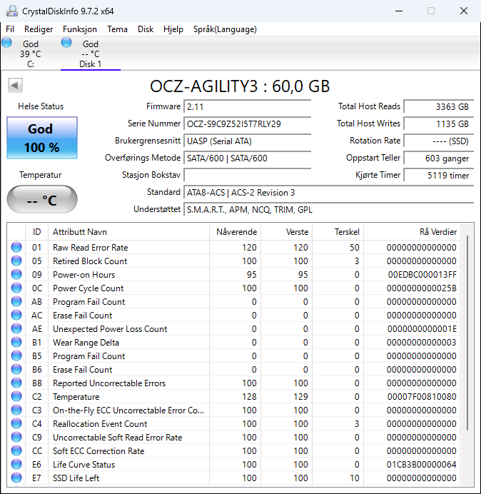 AGT3-25SAT3-60G OCZ Agility 3 Series 60GB MLC SATA 6Gbps 2.5" SSD