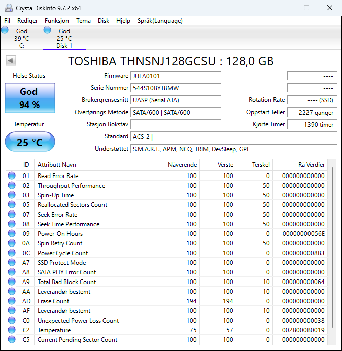 THNSNJ128GCSU Toshiba HG6 128GB MLC SATA 6Gbps 2.5" SSD