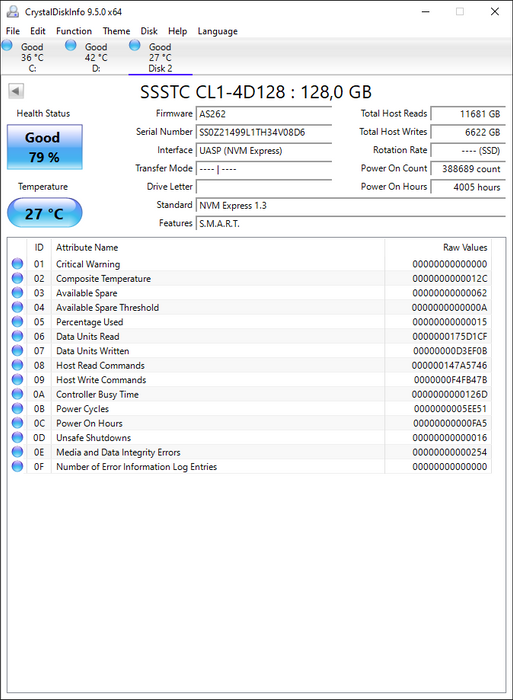 CL1-4D128 SSSTC 128GB TLC PCIe 3.0 x4 NVMe M.2 2242 SSD