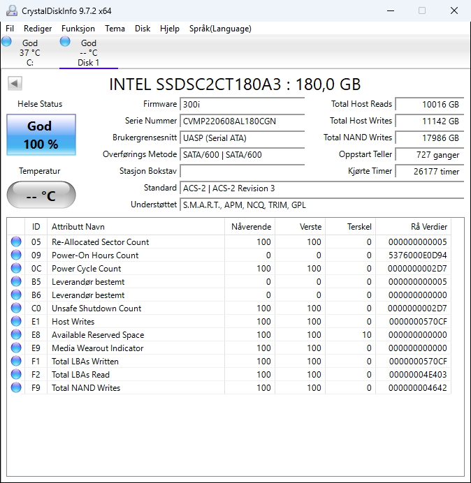 SSDSC2CT180A3 Intel 330 180GB MLC SATA 6Gbps 2.5" SSD