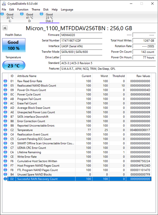 MTFDDAV256TBN-1AR1ZABYY Micron 1100 256GB TLC SATA 6Gbps M.2 2280 SSD