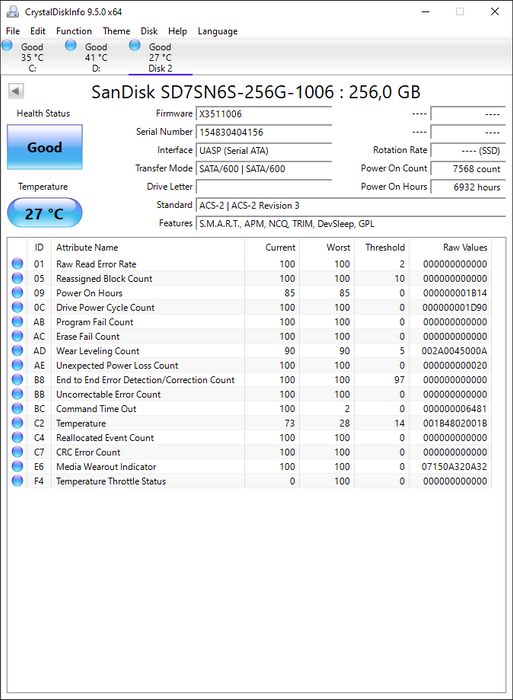 SD7SN6S-256G-1006 SanDisk X300 256GB TLC SATA 6Gbps M.2 2280 SSD