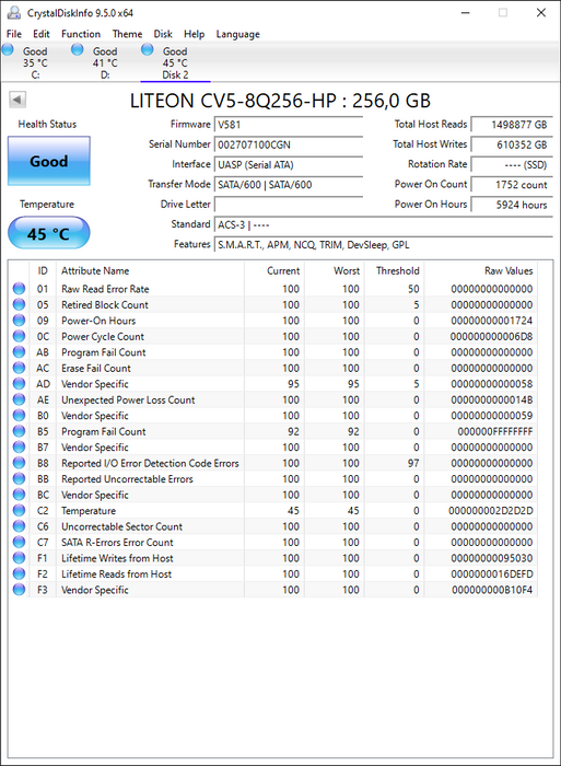 CV5-8Q256-HP Lite On CV5 256GB SATA 6Gbps M.2 2280 SSD