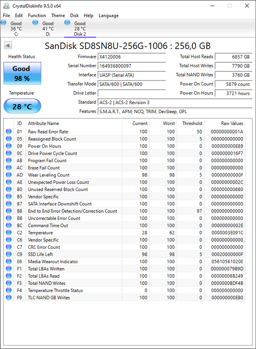 SD8SN8U-256G-1006 SanDisk X400 256GB TLC SATA 6Gbps M.2 2280 SSD