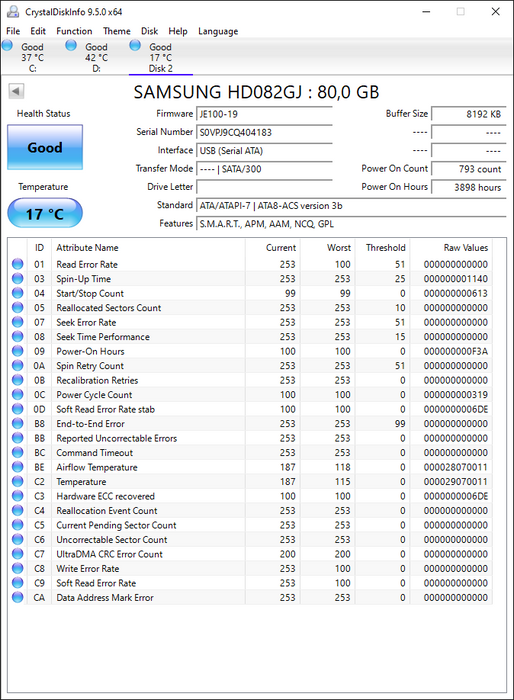 HD082GJ Samsung Spinpoint S166 80GB 7200RPM SATA 3Gbps 8MB Cache 3.5" HDD
