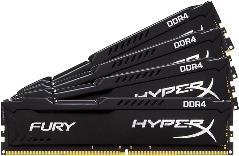 HX424C15FBK4/16 Kingston HyperX FURY Black Series 16GB Kit (4 X 4GB) PC4-19200 DDR4-2400MHz non-ECC Unbuffered CL15 (15-15-15) 288-Pin