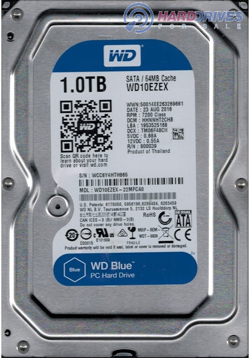WD10EZEX-22MFCA0 Western Digital Caviar Blue 1TB 7200RPM SATA 6Gbps 64MB Cache 3.5" HDD