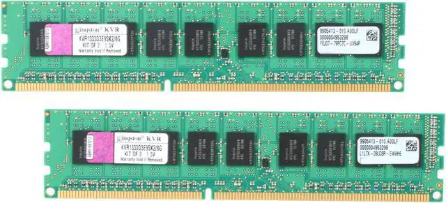 KVR1333D3E9SK2/8G Kingston 8GB Kit (2 X 4GB) PC3-10600 DDR3-1333MHz ECC Unbuffered CL9 240-Pin
