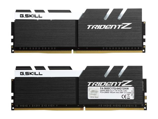 F4-3600C17Q-64GTZKW G.Skill TridentZ 32GB Kit (2 X 16GB) PC4-28800 DDR4-3600MHz non-ECC Unbuffered CL17 (17-19-19-39) 288-Pin