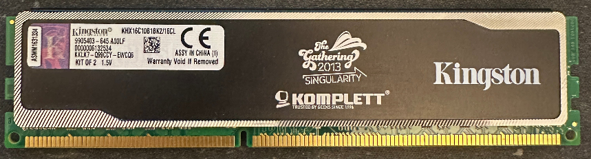 The Gathering 2013 Singularity - KHX16C10B1BK2/16CL Kingston XMP HyperX Black Series 8GB PC3-12800 DDR3-1600MHz non-ECC Unbuffered CL10 240-Pin