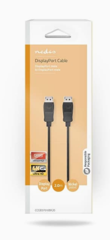 Nedis Displayport-kabel | DisplayPort Han | DisplayPort Han | 4K@60Hz | Gull belagt | 2.00 m | Rund | PVC | Sort | Boks