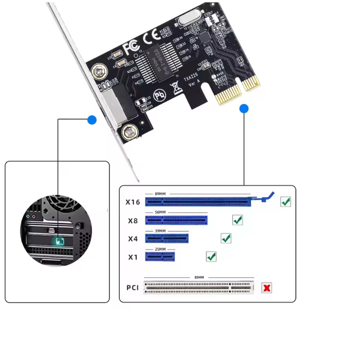 Gigabit Ethernet Network Card PCI-E to RJ45 1000Mbps Wired LAN