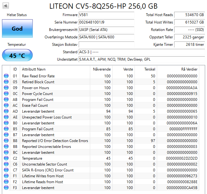 CV5-8Q256-HP Lite On 256GB SATA 6Gbps M.2 2280
