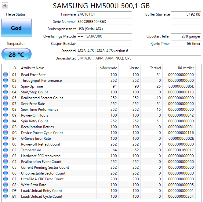 HM500JI Samsung Spinpoint M7 500GB 5400RPM SATA 3Gbps 8MB Cache 2.5" HDD