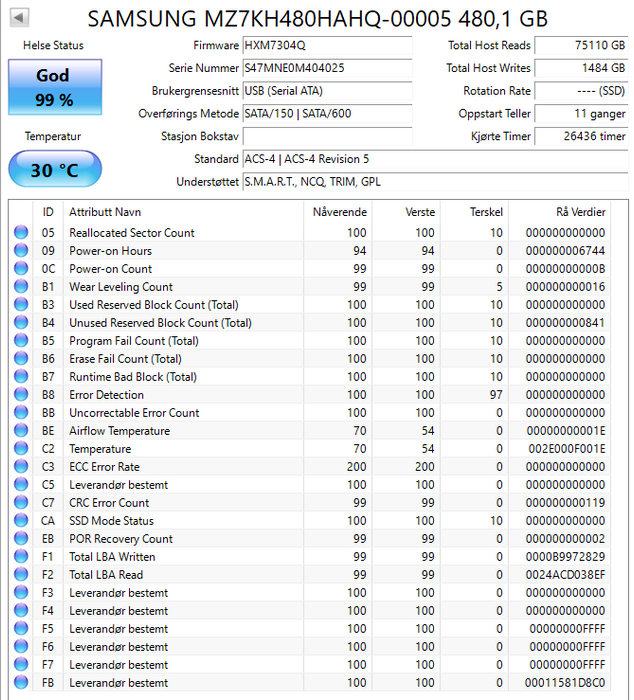 MZ7KH480HAHQ-00005 Samsung SM883 Series 480GB MLC SATA 6Gbps 2.5" SSD