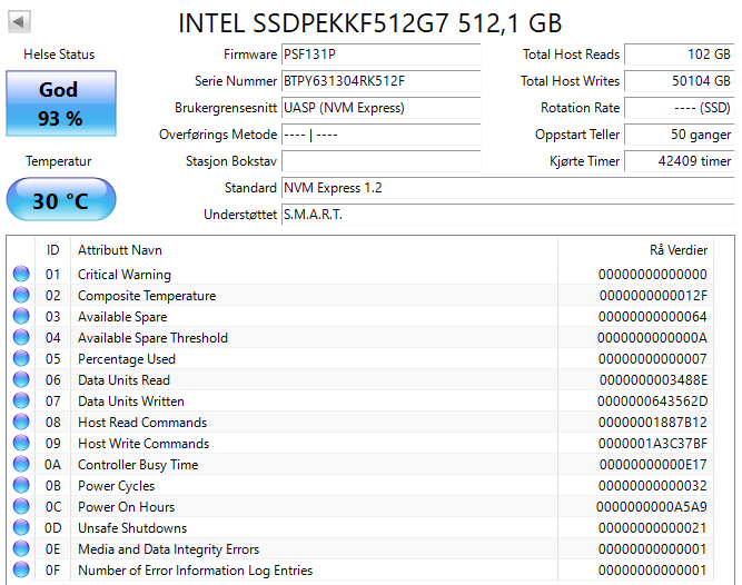 SSDPEKKF512G7 Intel Pro 6000p Series 512GB TLC PCI Express 3.0 x4 NVMe (AES-256) M.2 2280