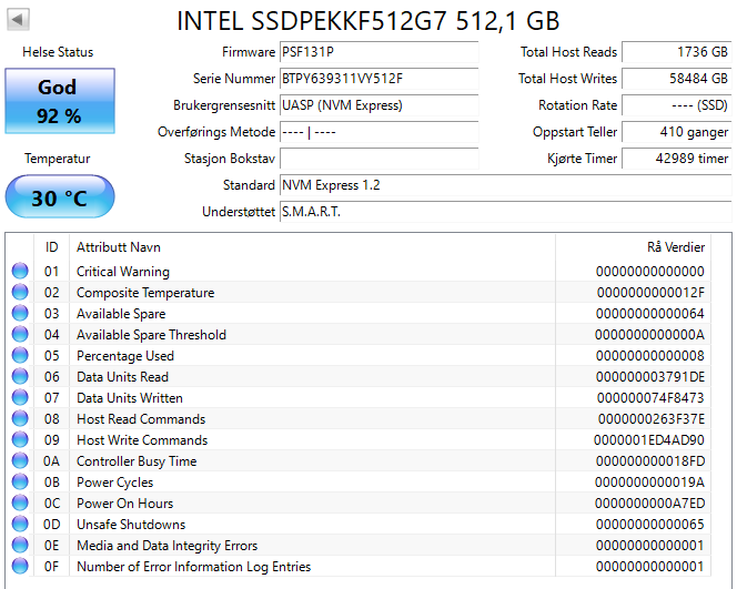 SSDPEKKF512G7 Intel Pro 6000p Series 512GB TLC PCI Express 3.0 x4 NVMe (AES-256) M.2 2280
