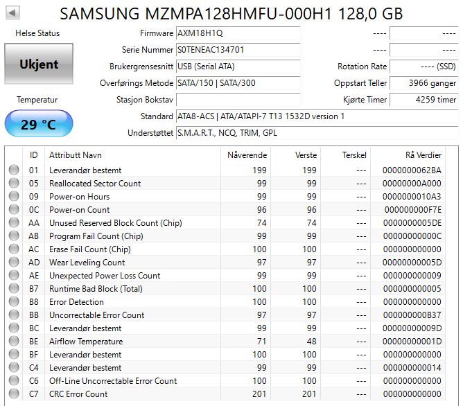 MZMPA128HMFU Samsung PM810 Series 128GB MLC SATA 3Gbps mSATA