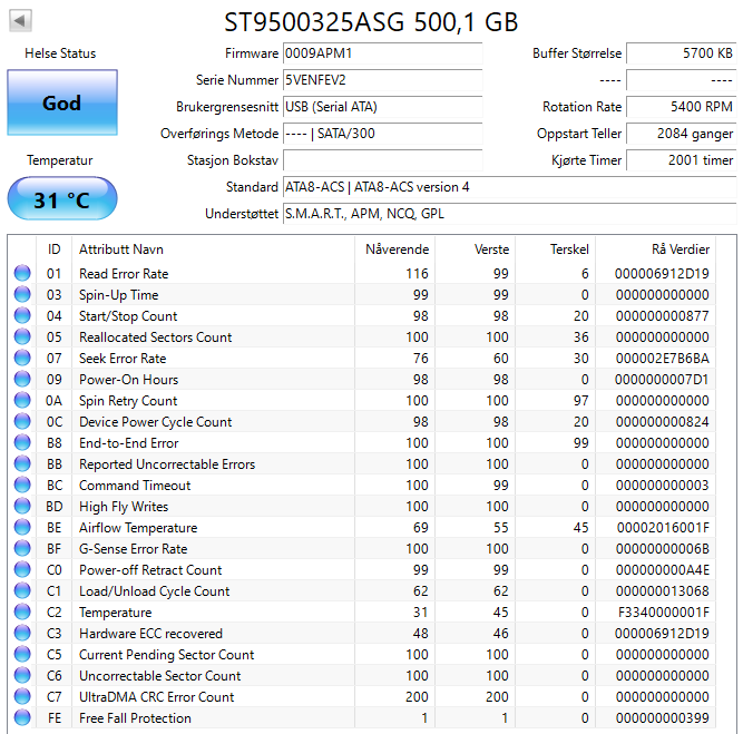 ST9500325ASG Seagate Momentus 5400.6 500GB 5400RPM SATA 3Gbps 8MB Cache 2.5" HDD