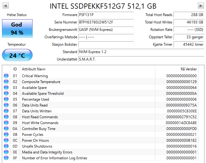 SSDPEKKF512G7 Intel Pro 6000p Series 512GB TLC PCI Express 3.0 x4 NVMe (AES-256) M.2 2280