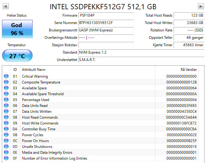 SSDPEKKF512G7 Intel Pro 6000p Series 512GB TLC PCI Express 3.0 x4 NVMe (AES-256) M.2 2280