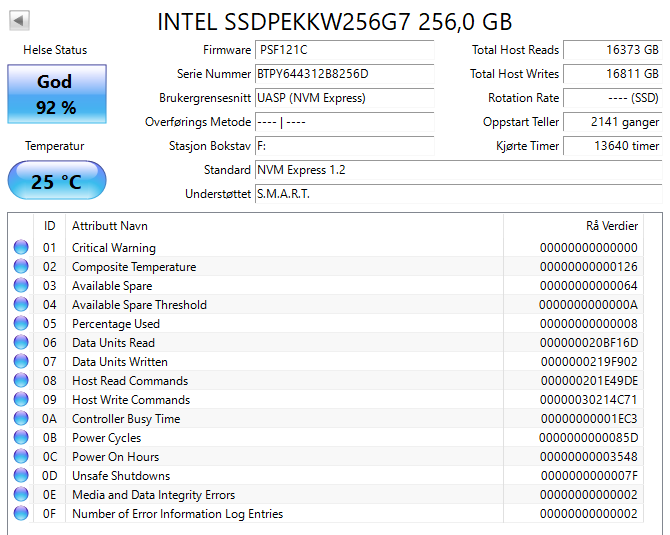 SSDPEKKW256G7 Intel 600p Series 256GB TLC PCI Express 3.0 x4 NVMe (AES-256) M.2 2280 SSD