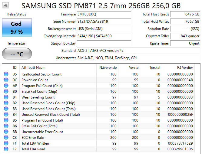 MZ7LN256HCHP-000D1 Samsung PM871 Series 256GB TLC SATA 6Gbps Mainstream Endurance (AES-256) 2.5" SSD