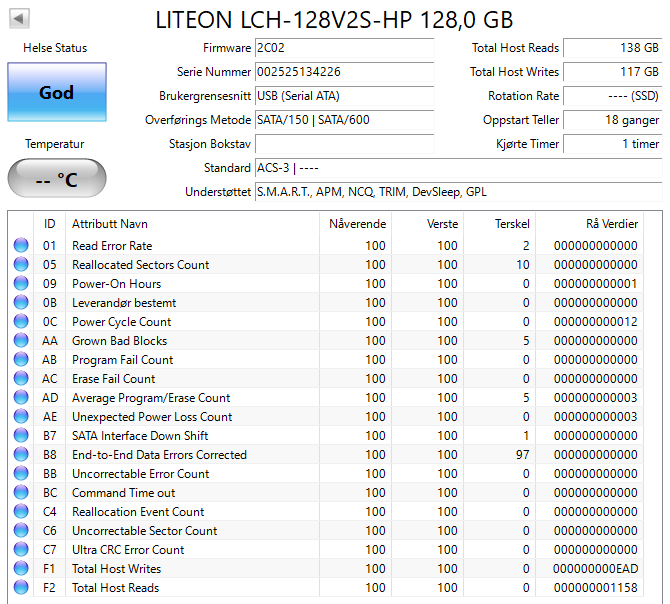 LCH-128V2S-HP Lite-On 128GB 6Gbps 2.5" SSD