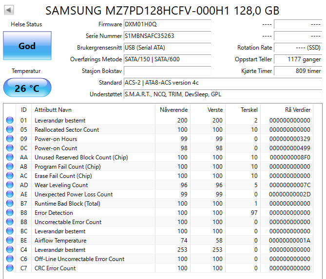 MZ7PD128HCFV-000H1 Samsung SM841n Series 128GB MLC SATA 6Gbps (AES-256 FDE) 2.5" SSD