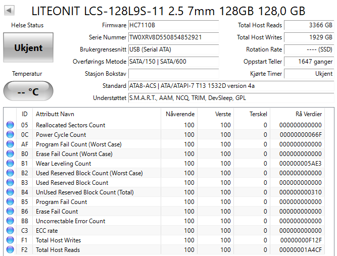 LITEONIT LCS-128L9S-11 2.5 7mm 128GB 128,0 GB