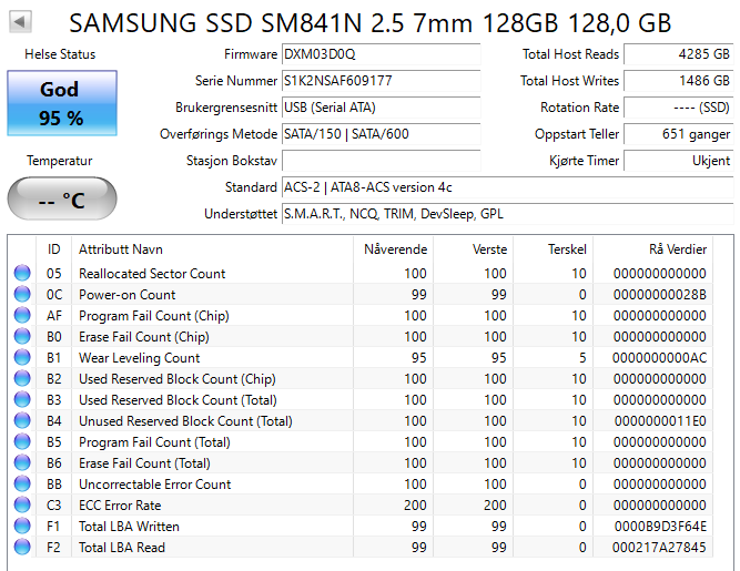 MZ7PD128HCFV-000D1 Samsung SM841n Series 128GB MLC SATA 6Gbps (AES-256 FDE) 2.5" SSD