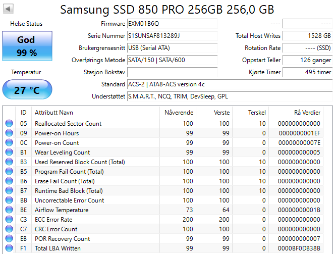 MZ7KE256HMHA Samsung 850 PRO Series 256GB MLC SATA 6Gbps (AES-256 / TCG Opal 2.0) 2.5" SSD