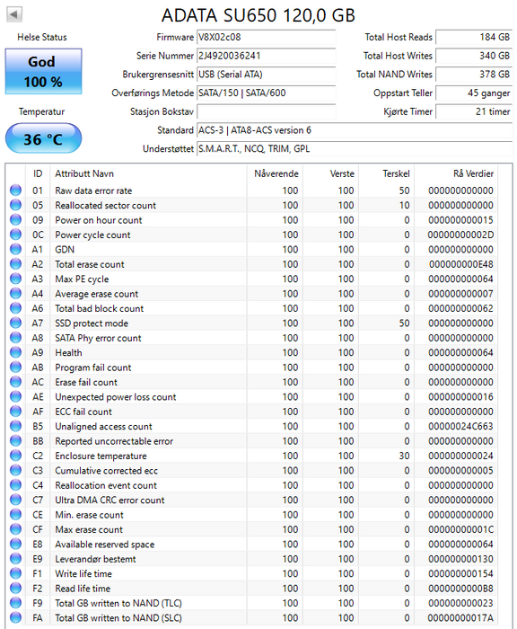 ASU650SS-120GT ADATA Ultimate SU650 120GB TLC SATA 6Gbps 2.5" SSD