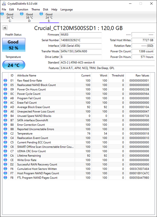 CT120M500SSD1 Crucial M500 Series 120GB MLC SATA 6Gbps 2.5" SSD