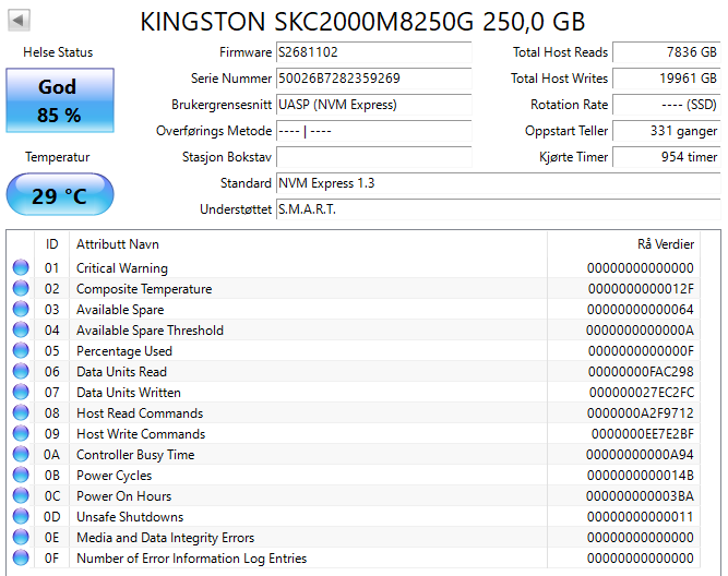 SKC2000M8/250G Kingston KC2000 Series 250GB TLC PCI Express 3.0 x4 NVMe (AES-256 / TCG Opal 2.0) M.2 2280