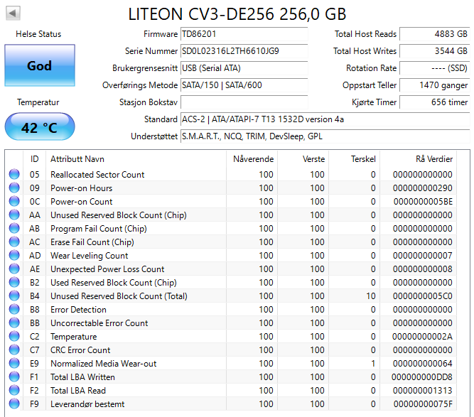 CV3-DE256 Lite On 256GB SATA 6Gbps 2.5" SSD