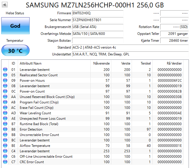MZ7LN256HCHP-000H1 Samsung PM871 Series 256GB TLC SATA 6Gbps Mainstream Endurance (AES-256) 2.5" SSD