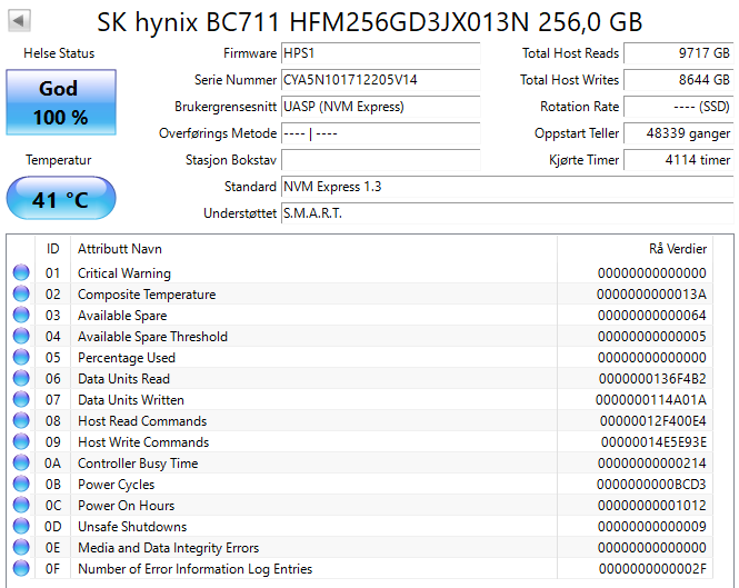 HFM256GD3JX013N Hynix BC711 256GB NVME M.2 2280