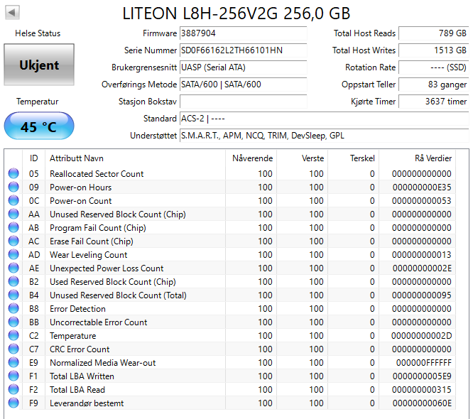 L8H-256V2G-HP Lite On 256GB M.2 2280