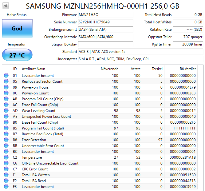 MZNLN256HMHQ-000H1 Samsung PM871a Series 256GB TLC SATA 6Gbps M.2 2280
