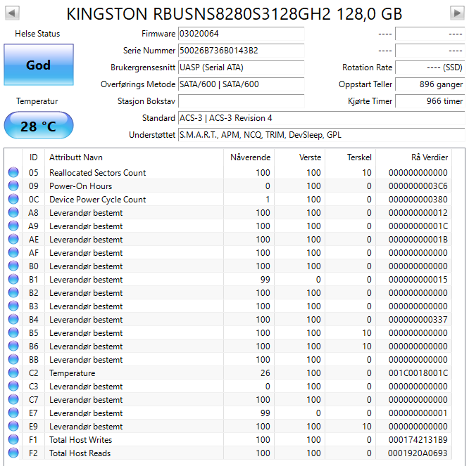 KINGSTON RBUSNS8280S3128GH2 128 GB M.2 2280