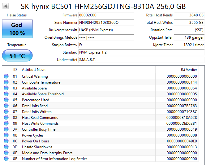 HFM256GDJTNG-8310A Hynix BC501 Series 256GB TLC PCI Express 3.0 NVMe M.2 2280 SSD