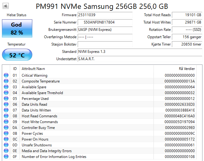MZ9LQ256HAJD-000D1 PM991 NVMe Samsung 256GB M.2 2230