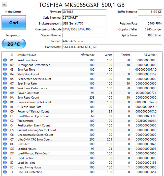 MK5065GSXF Toshiba 500GB 5400RPM SATA 3Gbps 8MB Cache 2.5" HDD