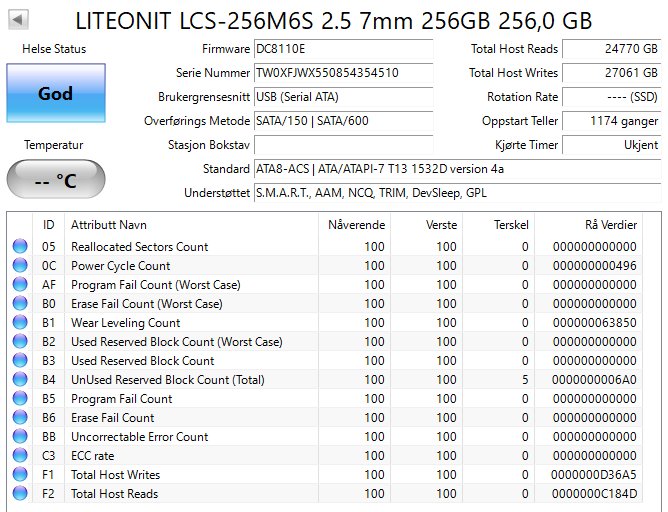 LCS-256M6S Lite On M6S Series 256GB MLC SATA 6Gbps 2.5" SSD