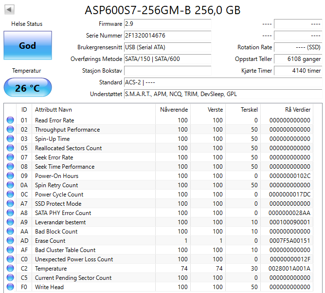 ASP600S7-256GM-B ADATA 256GB SATA 6Gbps 2.5" SSD