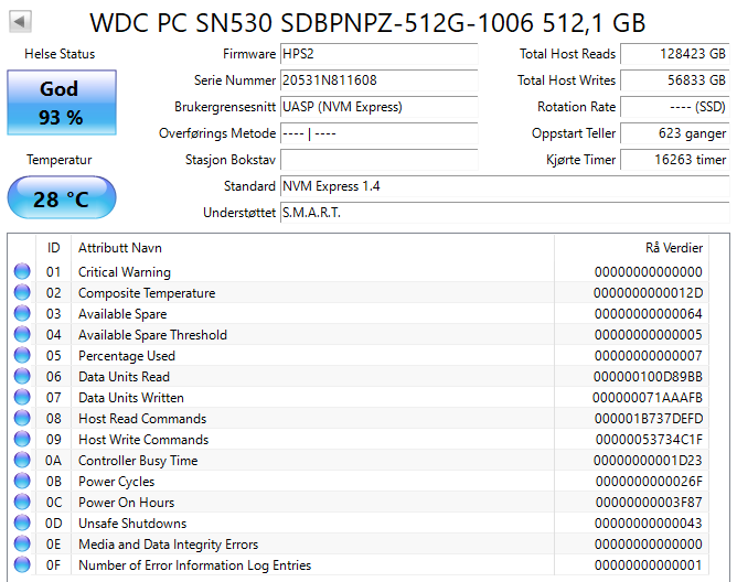 SDBPNPZ-512G-1006 Western Digital PC SN530 512GB PCI Express 3.0 x4 NVMe M.2 2280