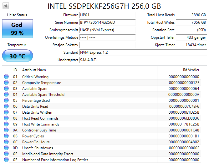 SSDPEKKF256G7H Intel Pro 6000p Series 256GB TLC PCI Express 3.0 x4 NVMe (AES-256) M.2 2280