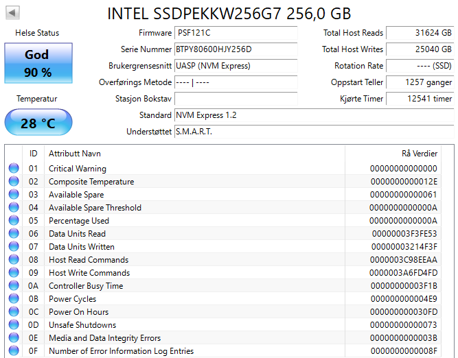 SSDPEKKW256G7 Intel 600p Series 256GB TLC PCI Express 3.0 x4 NVMe (AES-256) M.2 2280 SSD