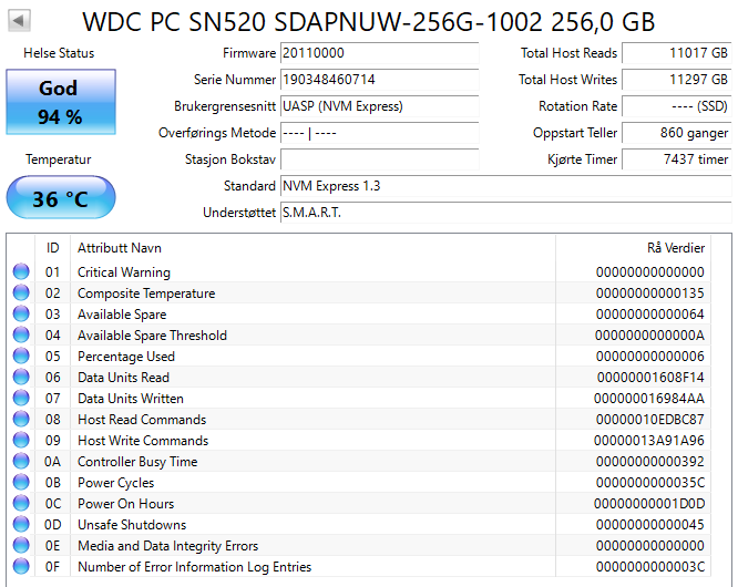 SDAPNUW-256G-1002 Western Digital PC SN520 Series 256GB TLC PCI Express 3.0 x2 NVMe M.2 2280